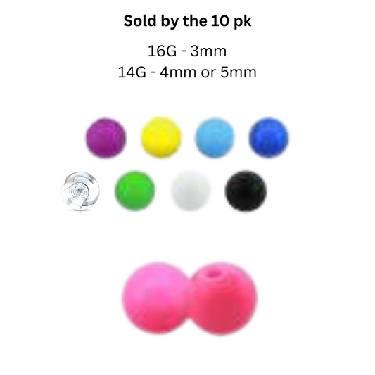 External Thread Acrylic Colored Balls - 10PK