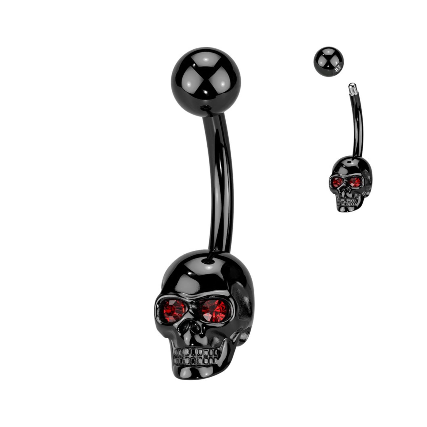Surgical Steel Externally Threaded Belly Banana Skull w/ Gem Eyes