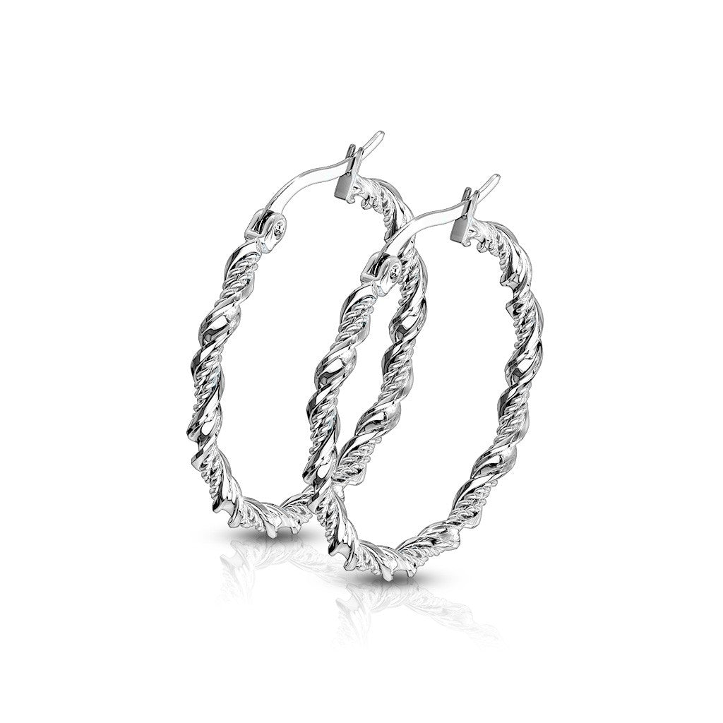 Surgical Steel Braided Twisted Hoop Earrings (CLEARANCE)