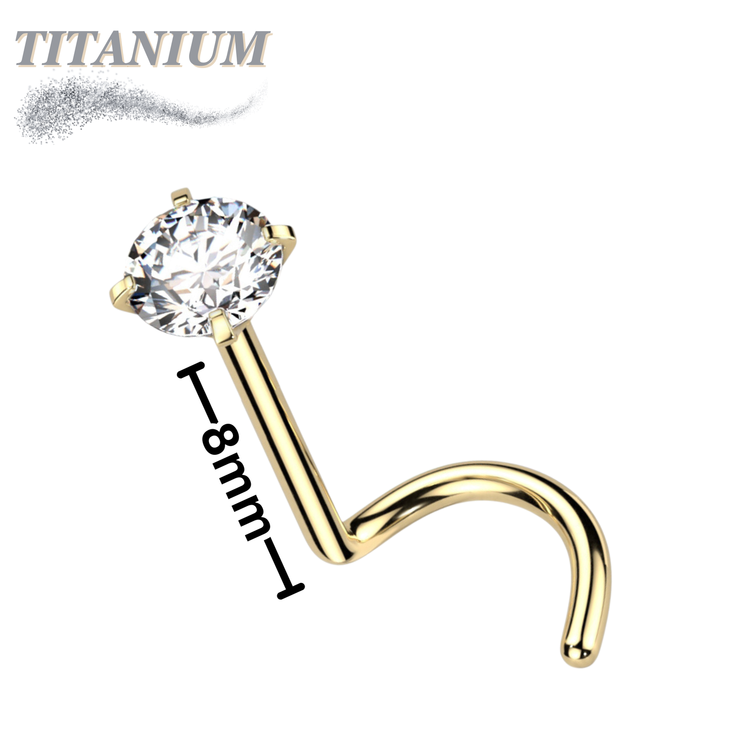 Titanium Corkscrew Nostril Prong Set - Piercing 8mm Length