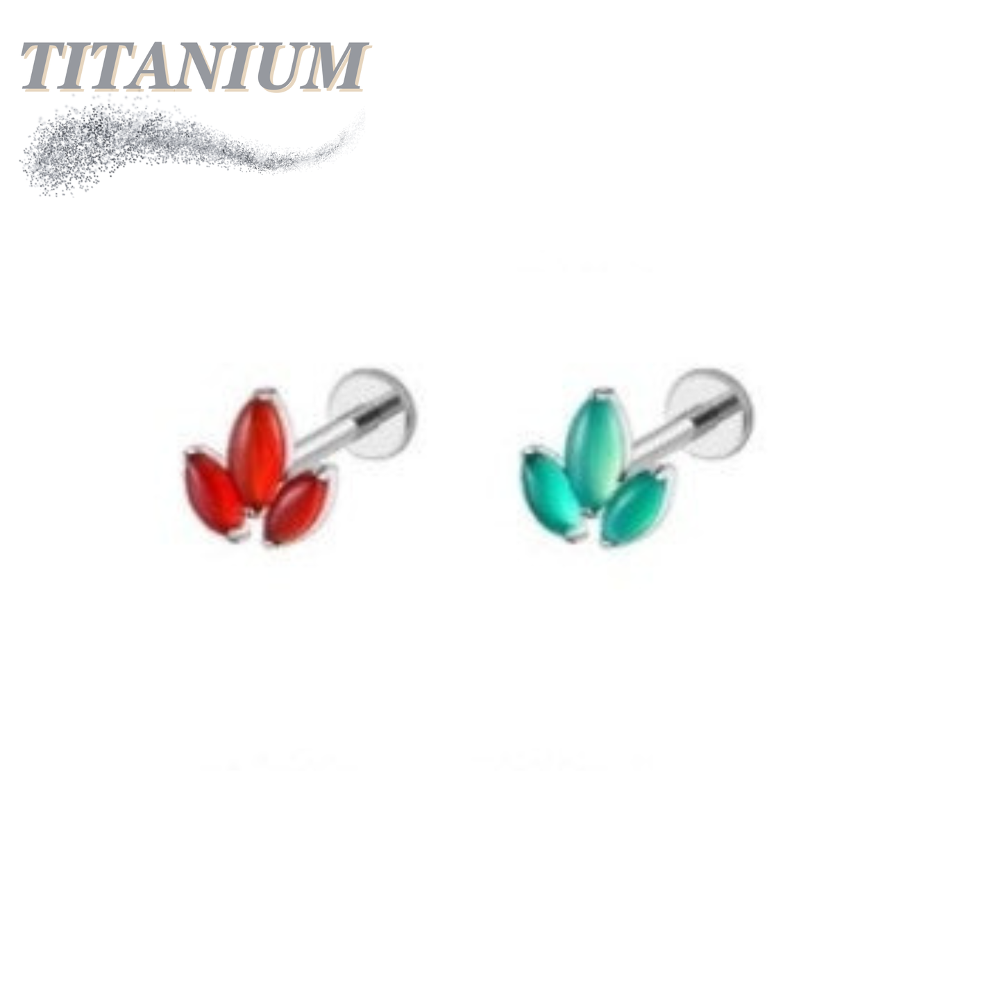 Titanium Threadless Triple Marquise Natural Stone Cluster Labret Combo