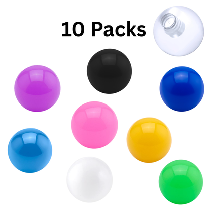 Acrylic Externally Threaded Balls (Top Only) - 10 Pack