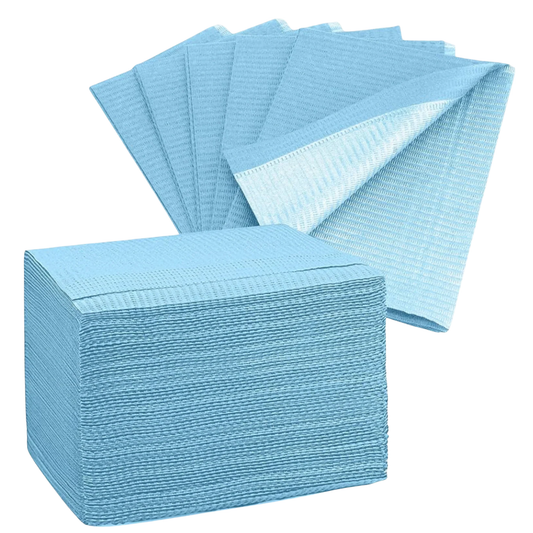 Dry Back Bib 2 Ply Paper/1Ply Poly 13x18" Blue 100 Pack