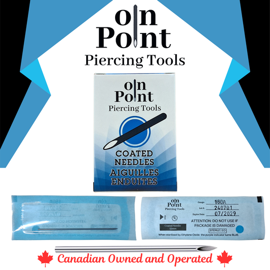 On Point Pre-Sterilized Straight 1.5" (38mm) Piercing Needles - 100/Box