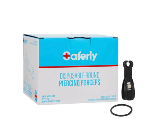 Saferly Disposable Pre-Sterilized Plastic Round Forceps Clamp - Box of 25