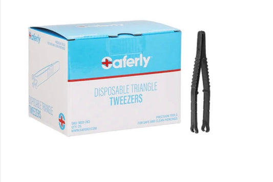Saferly Disposable Pre-Sterilized Plastic Tweezer Forceps - Box of 25