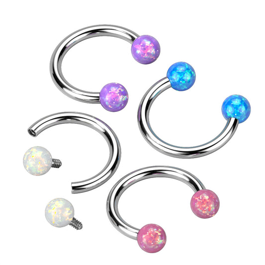 Surgical Steel Internal Thread Horseshoe with Opal Balls