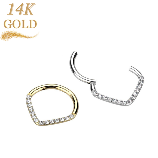 14K Gold CZ Paved Chevron