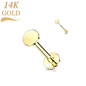 14K Gold Threadless Labret Combo w/ Flat Disc Top