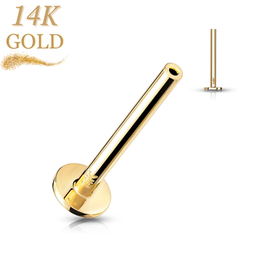 Lovisa - Pre-Sterilized 14K Solid Gold Threadless Labret Flat Back Stud (Post Only) 3mm Base