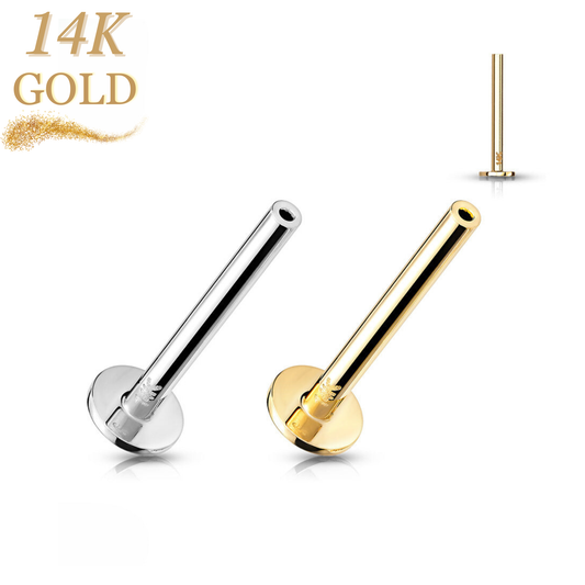 14K Gold Threadless Labret Flat Back Stud Post Only