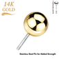 14K Gold Threadless Ball (Top Only)