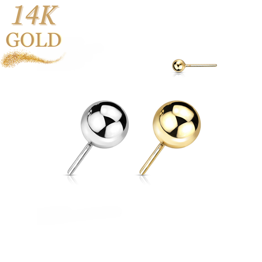14K Gold Threadless Push In Ball Top Only
