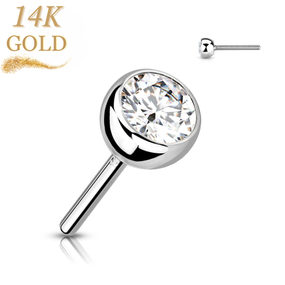 14K Gold Threadless CZ Bezel Set (Top Only)