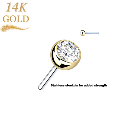 14K Gold Threadless CZ Bezel Set (Top Only)