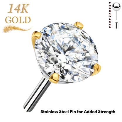 14K Gold Threadless Push In Prong Set (Top Only)