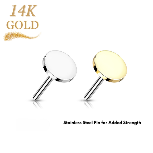 14K Gold Threadless Flat Round (Top Only)