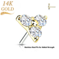 14K Gold Threadless 3 CZ Trinity (Top Only)
