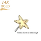 14K Gold Threadless Star with Flat Beaded Edge (Top Only)