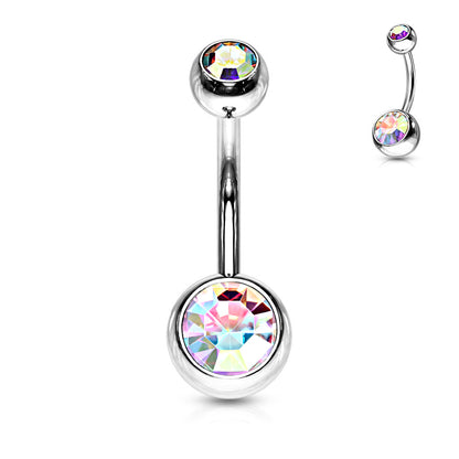 Pre-Sterilized Surgical Steel Externally Threaded Double Gem Belly Banana - (CLEARANCE)