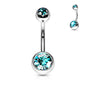 Pre-Sterilized Surgical Steel Externally Threaded Double Gem Belly Banana - (CLEARANCE)