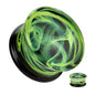 Glass Plug, Double Flare w/ Yellow Swirling Smoke