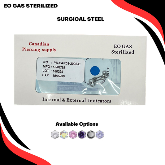 Pre-Sterilized Surgical Steel Round CZ Prong Earrings