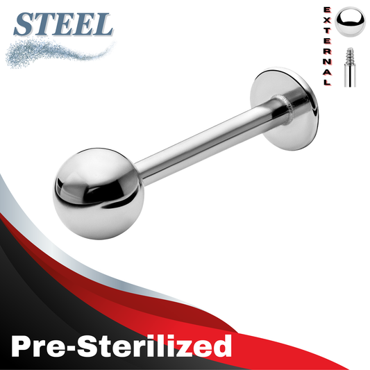 Pre-Sterilized Surgical Steel Externally Threaded Solid Ball Labrets