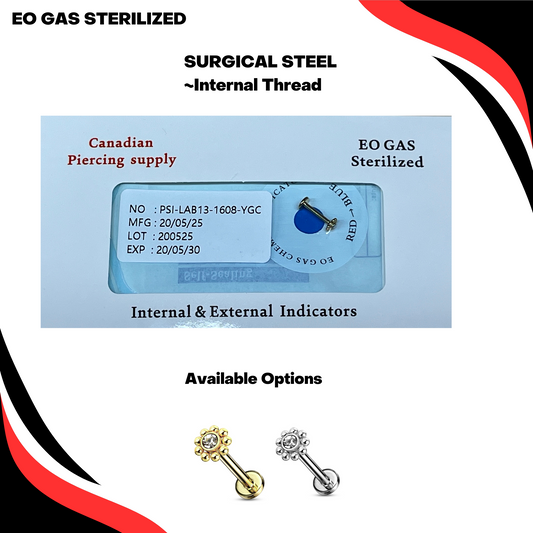 Pre-Sterilized Internal Threaded Surgical Steel Micro Cluster CZ Flower