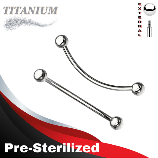 Pre-Sterilized Titanium Externally Threaded Solid Curved Barbell