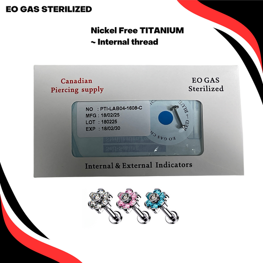 Pre-Sterilized Titanium CZ Flower Internally Threaded Labret