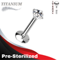 Pre-Sterilized EASY FIT Titanium Internal Thread Prong CZ Labret with Extended Threading