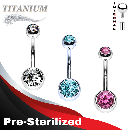 Pre-Sterilized Titanium Double Gem Belly Banana Internal Thread - (CLEARANCE)
