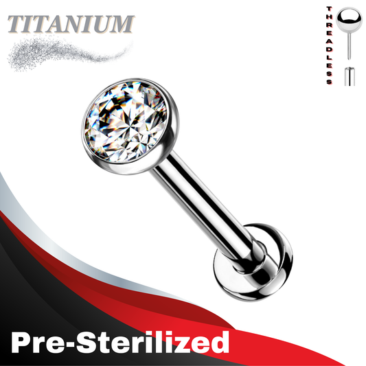 Lovisa - Pre-Sterilized Titanium Threadless Bezel Set Top CZ Labret Combo (Nostril)