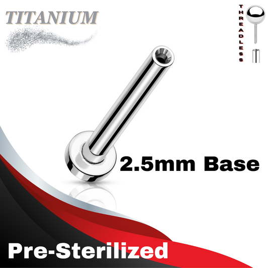 Pre-Sterilized Titanium Threadless Flat Back Labret (Post Only) 2.5mm Base
