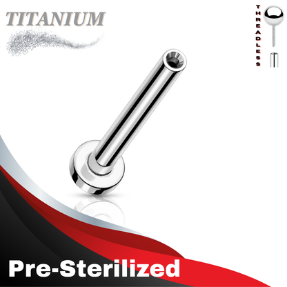 Pre-Sterilized Titanium Threadless Flat Back Labret (Post Only) 4mm Base