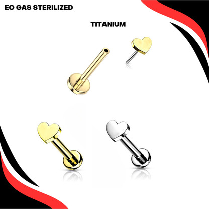Pre-Sterilized Titanium Threadless 4mm Heart Labret Combo