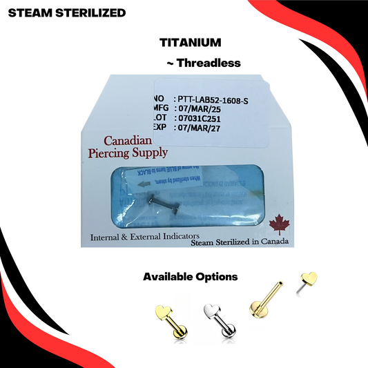Pre-Sterilized Titanium Threadless 4mm Heart Labret Combo