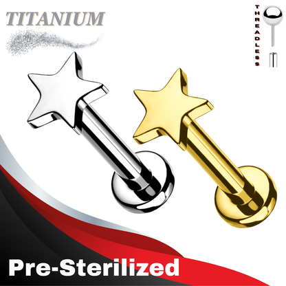 Pre-Sterilized Titanium Threadless 4mm Star Labret Combo