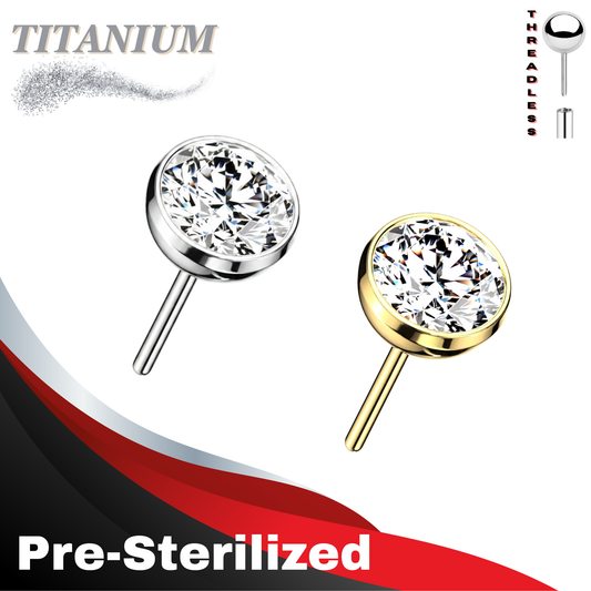 Pre-Sterilized Titanium Threadless Bezel Gem (Top Only)