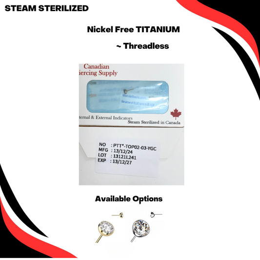 Pre-Sterilized Titanium Threadless CZ Bezel Gem (Top Only)
