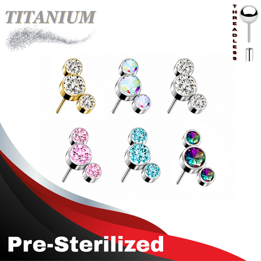 Lovisa - Pre-Sterilized Titanium Threadless 3 Curve Bezel Set (Top Only)