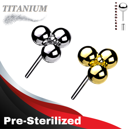 Pre-Sterilized Titanium Threadless Triangular 3 Ball Cluster (Top Only)