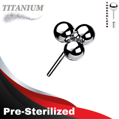 Pre-Sterilized Titanium Threadless Triangular 3 Ball Cluster (Top Only)