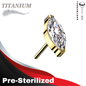 Pre-Sterilized Titanium Threadless Single Marquise CZ (Top Only)