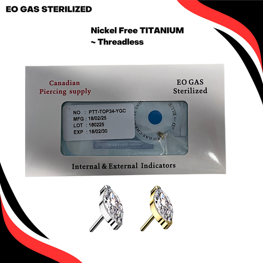 Pre-Sterilized Titanium Threadless Single Marquise CZ (Top Only)