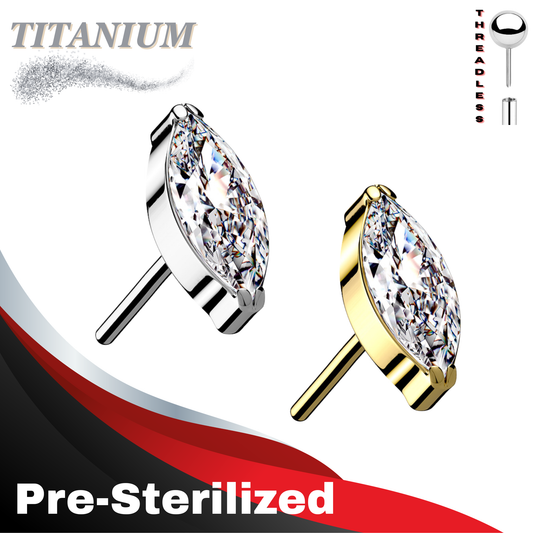 Lovisa - Pre-Sterilized Titanium Threadless Single Marquise CZ (Top Only)