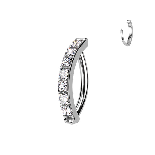 Titanium Hinged CZ Band Ring in 16G