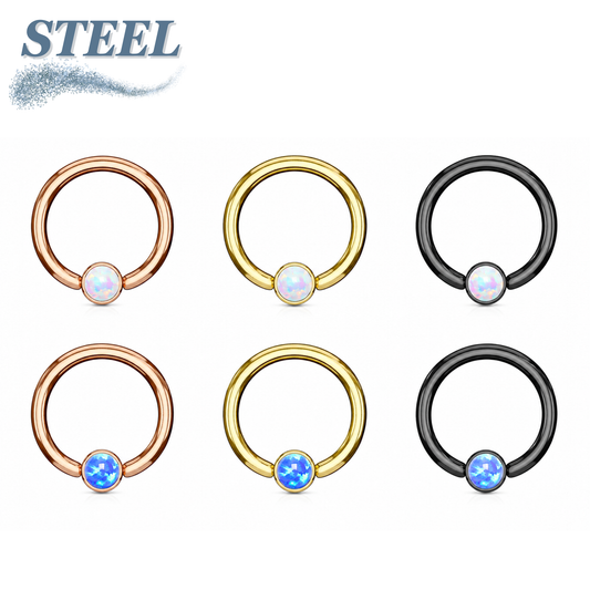 Surgical Steel CBR Opal Colored Flat Ball