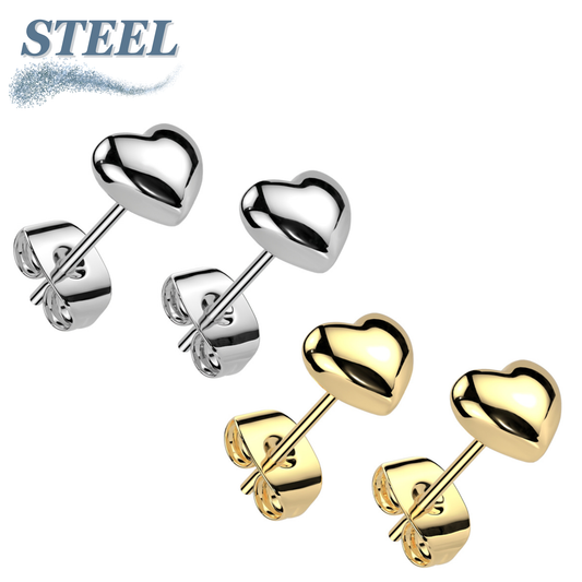 Surgical Steel 3D Heart Shaped Earrings